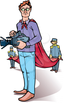 Stage director is standing with the camera.
Editable vector EPS v9.0