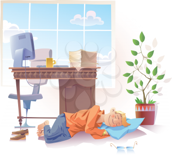 The young man is sleeping sweet at the office.
Editable vector EPS v9.0