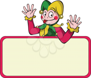 Royalty Free Clipart Image of a Jester Sign