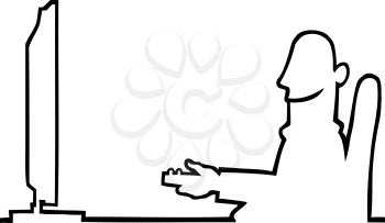 Royalty Free Clipart Image of a Man Watching Tv
