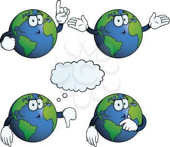 Royalty Free Clipart Image of Thinking Earths
