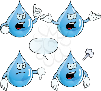 Royalty Free Clipart Image of Angry Water Drops