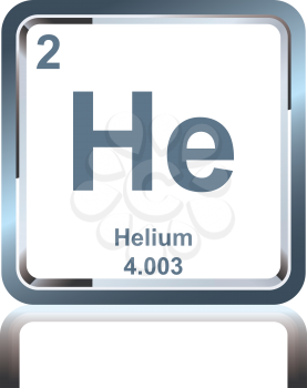 Symbol of chemical element helium as seen on the Periodic Table of the Elements, including atomic number and atomic weight.