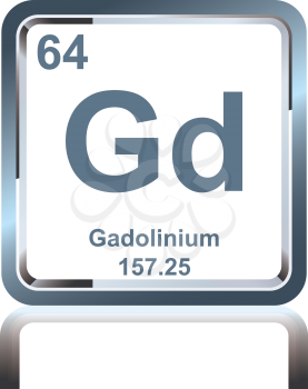 Symbol of chemical element gadolinium as seen on the Periodic Table of the Elements, including atomic number and atomic weight.