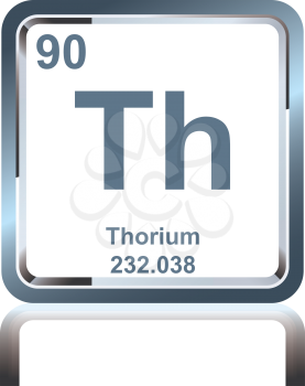 Symbol of chemical element thorium as seen on the Periodic Table of the Elements, including atomic number and atomic weight.
