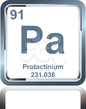 Symbol of chemical element protactinium as seen on the Periodic Table of the Elements, including atomic number and atomic weight.