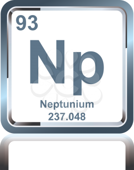 Symbol of chemical element neptunium as seen on the Periodic Table of the Elements, including atomic number and atomic weight.