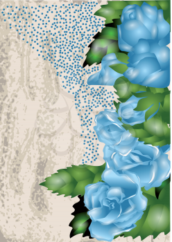background with blue rose and blue beads