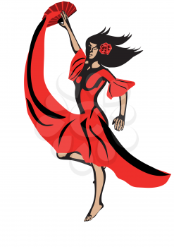beautiful young woman dancing flamenco. 10 EPS