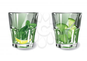 two glasses with green cocktails. 10 EPS