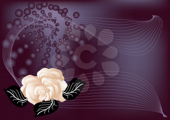 abstract background with rose with waves and balls