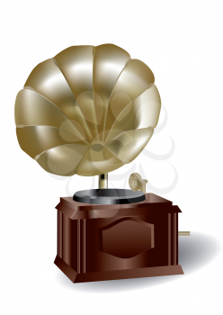 antique gramophone isolated on the white background