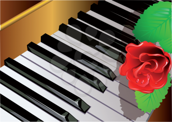musical background with piano and rose