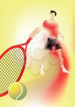 the man with the racket on a tennis court