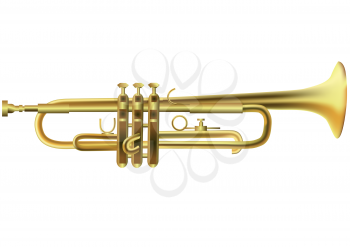 trumpet isolated on the white. 10 EPS