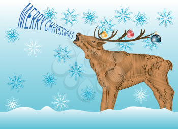 Deer with Christmas wishes. Abstract Christmas background