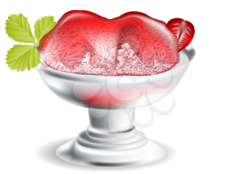 Royalty Free Clipart Image of Strawberry Ice Cream in a Dish
