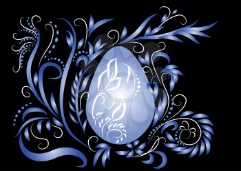 easter egg with pattern isolated on black background