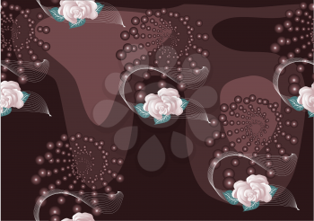 abstract seamless background with roses, with waves and balls