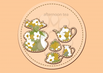 afternoon tea. abstract decorative background with silhouette of tea service