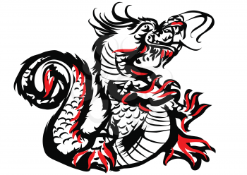 china dragon drawing isolated on a white background