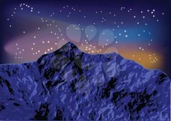 night mountain against a starry sky. 10 EPS