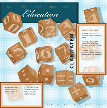 template for education site with number on the cubes