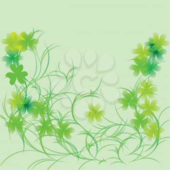 shamrock on a green. abstract floral background
