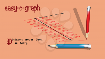 pencils and graph as sinusoid. 10 EPS