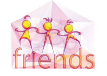 friends, abstract multicolor icon on white background