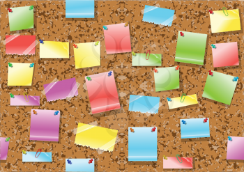 post it notes background. seamless corkboard with multicolor post it