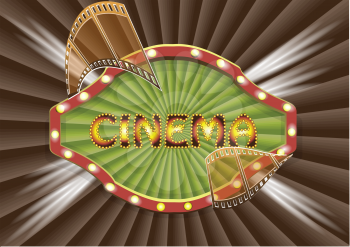 cinema backgrouhnd. cinema banner with stripe roll