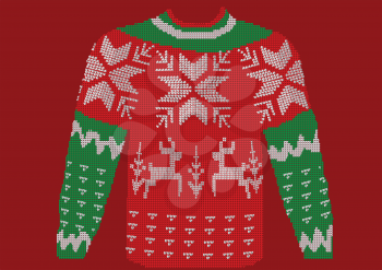 christmas jumper on red background. 10 EPS