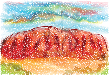 ayers rock. abstract illustration on multicolor background