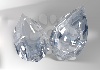 Cut of gemstones. two luxury pear cut stones