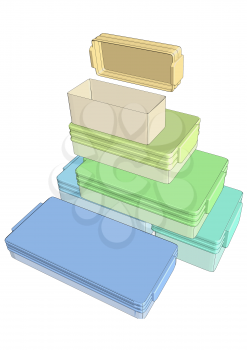 lunchbox. set of box on white background