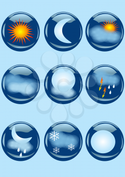 set of weather icon on blue backgroung