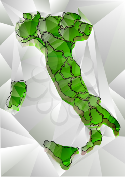 abstract green triangular map of Italy 
