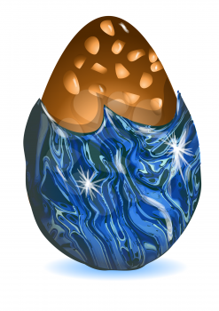 chocolate egg with nuts in a blue wrapper