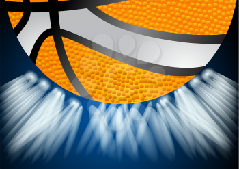 basketball game concept.basketbal ball and light