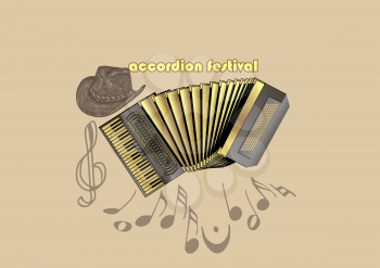 accordion festival template. abstract musical retro background