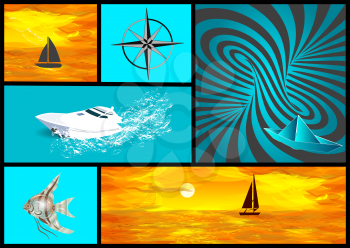 water transport and travel set. vector design collection