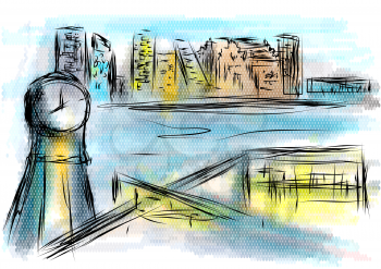 oslo abstract illustration, abstarct illustration of city on multicolor background