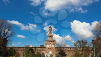 Sforza Castle in Milan Italy Castello, Sforzesco royalty, front
