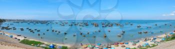 Panoramic view of Mui Ne fishing village, Vietnam, Southeast Asia