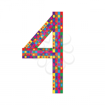 Number 4 on white background from colorful graphic letter collection, Vector Illustration