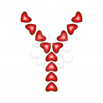 Letter Y made of hearts on white background
