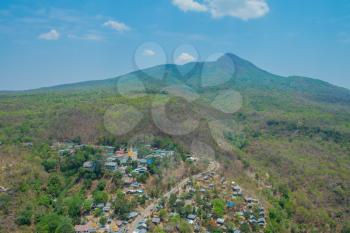 Royalty Free Photo of Mount Popa and the Mountain Village of Myanmar in Southeast Asia