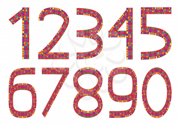 Set of ten colorful numbers isolated on white background