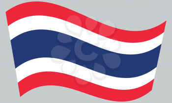 Flag of Thailand waving on gray background